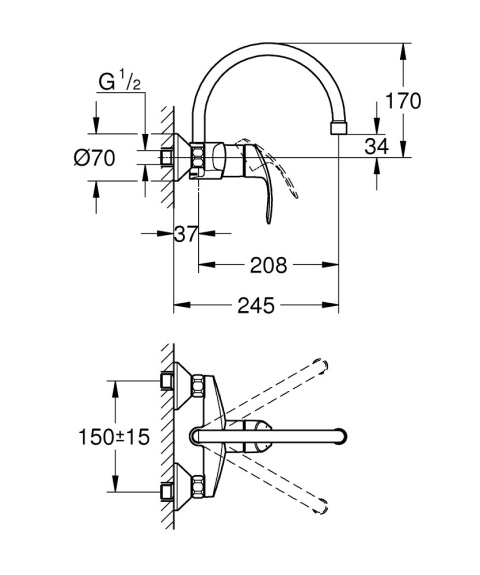 GROHE Eurosmart Jednouchwytowa bateria zlewozmywakowa-32482002