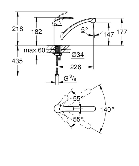 GROHE Eurosmart Jednouchwytowa bateria zlewozmywakowa-33281002