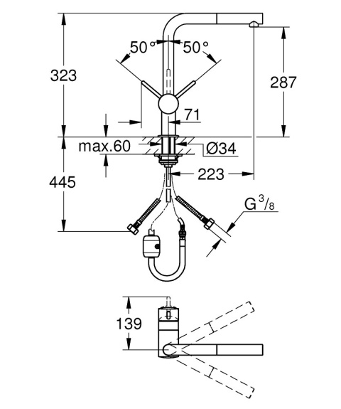 GROHE FLAIR Jednouchwytowa bateria zlewozmywakowa-32454000