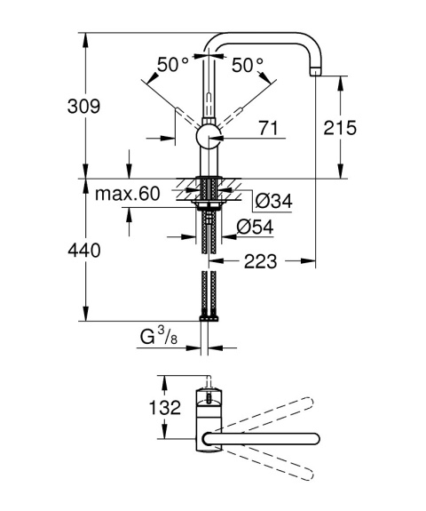 GROHE FLAIR Jednouchwytowa bateria zlewozmywakowa-32453000