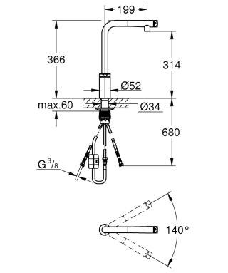 GROHE ESSENCE SmartControl Bateria zlewozmywakowa-31615000