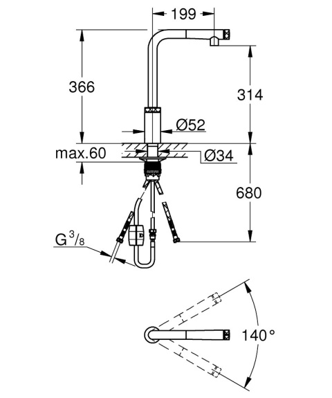 GROHE ESSENCE SmartControl Bateria zlewozmywakowa-31615000