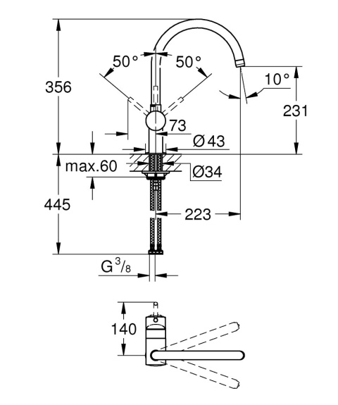 GROHE Minta Jednouchwytowa bateria zlewozmywakowa-32917DL0