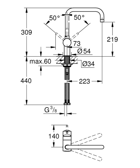 GROHE Minta Jednouchwytowa bateria zlewozmywakowa-32488DL0 GROHE Minta Jednouchwytowa bateria zlewozmywakowa-32488DL0