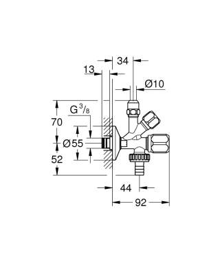 GROHE WAS® ZAWÓR KĄTOWY, KOMBINOWANY 3/8″-22034000