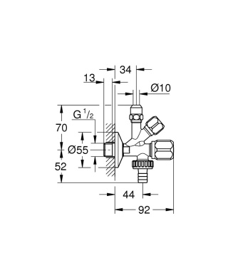 GROHE WAS ZAWÓR KĄTOWY, KOMBINOWANY, 1/2″-22035000