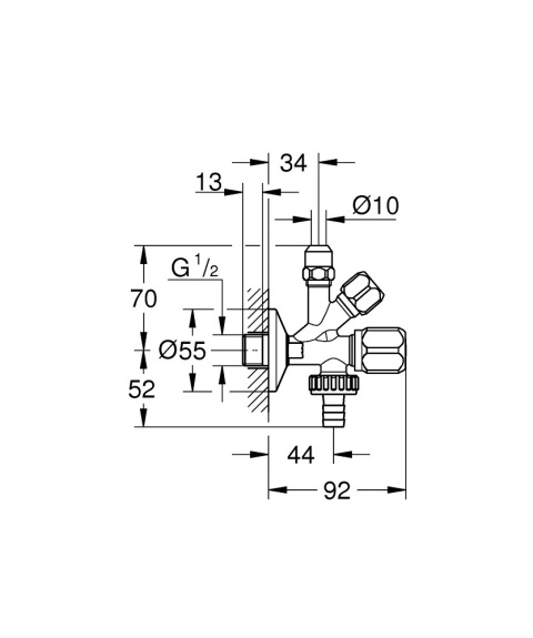 GROHE WAS ZAWÓR KĄTOWY, KOMBINOWANY, 1/2″-22035000