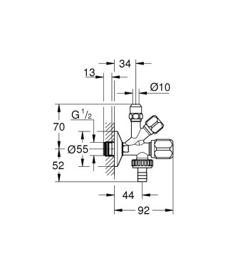 GROHE WAS ZAWÓR KĄTOWY, KOMBINOWANY, 1/2″-22036000