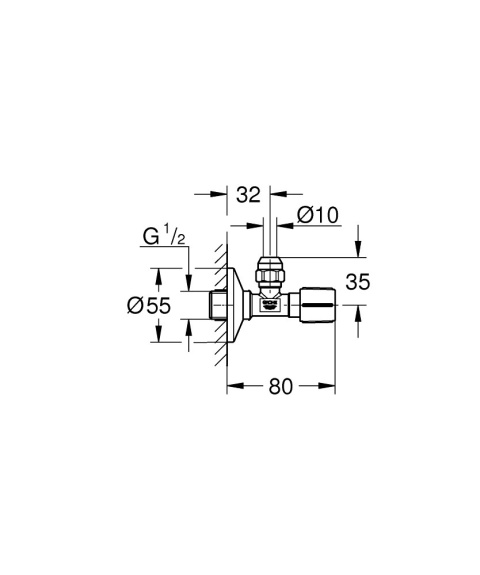 GROHE ZAWÓR KĄTOWY, DN 15-22037000