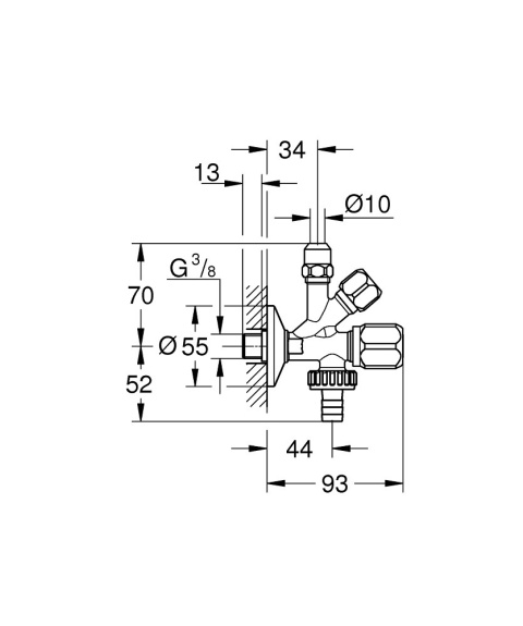 GROHE WAS® ZAWÓR KĄTOWY, KOMBINOWANY 3/8″-22033000