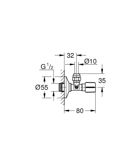 GROHE ZAWÓR KĄTOWY, DN 15-22039000