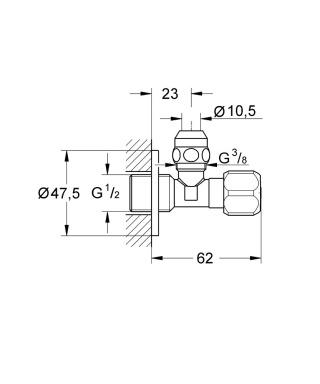 GROHE UNIWERSALNY ZAWÓR KĄTOWY 1/2″-2201700M