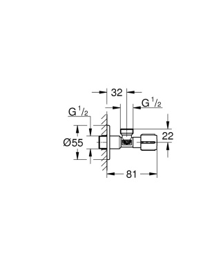 GROHE ZAWÓR KĄTOWY, DN 15-22041000