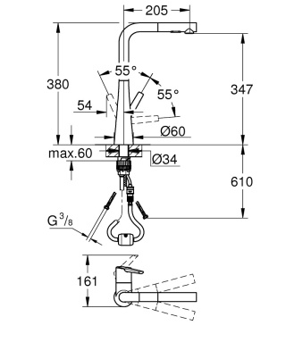 GROHE Zedra Jednouchwytowa bateria zlewozmywakowa, DN 15-32553002