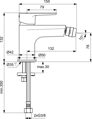 IDEALSTANDARD CERAFINE O bateria bidetowa stojąca-BC704