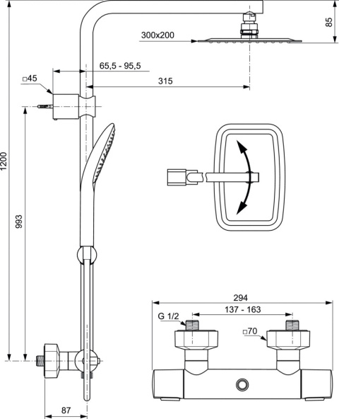 IDEALSTANDARD IDEALRAIN LUXE system natryskowy-A6986