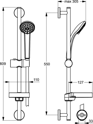 IDEALSTANDARD Idealrain zestaw natryskowy S drążek 60 cm-B9503