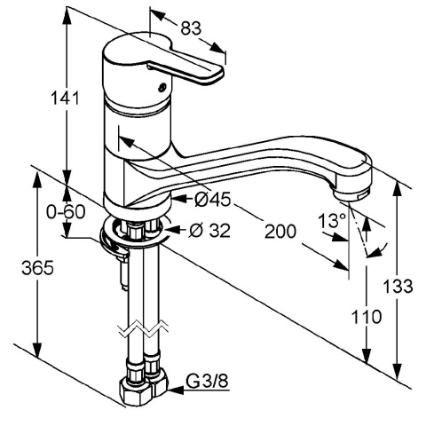 KLUDI jednouchwytowa bateria kuchenna DN 10-379130575