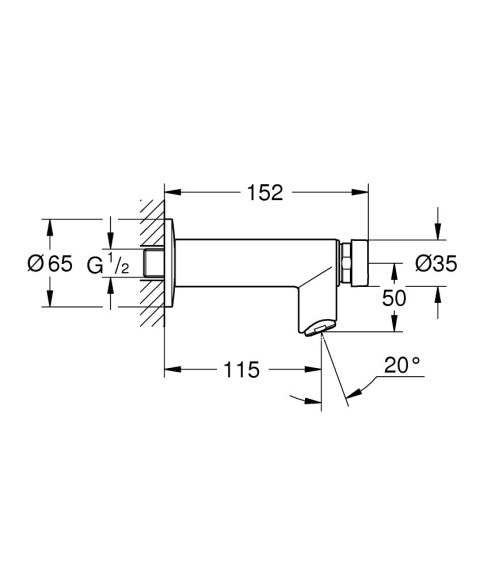 GROHE EUROECO COSMOPOLITAN T samozamykający zawór ścienny, DN 15-36393000