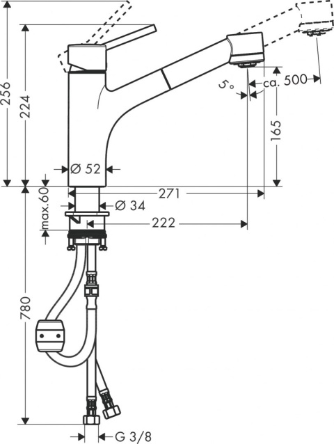 HANSGROHE Talis M52 Jednouchwytowa bateria kuchenna 170-32841000