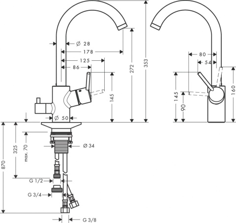 HANSGROHE Talis M52 Jednouchwytowa bateria kuchenna-14875000