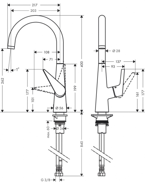 HANSGROHE Talis M51 Jednouchwytowa bateria kuchenna-72810000