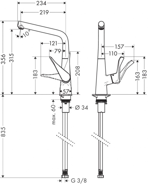 HANSGROHE Metris M71 Jednouchwytowa bateria kuchenna-14822800