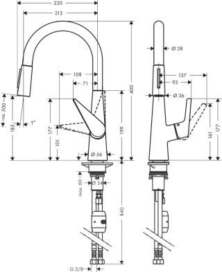 HANSGROHE Talis M51 Jednouchwytowa bateria kuchenna-72813000