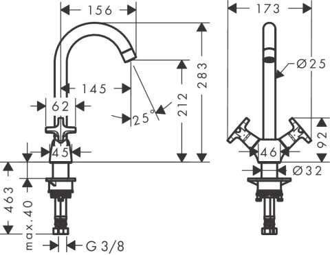 HANSGROHE Logis M32 2-uchwytowa bateria kuchenna-71285000