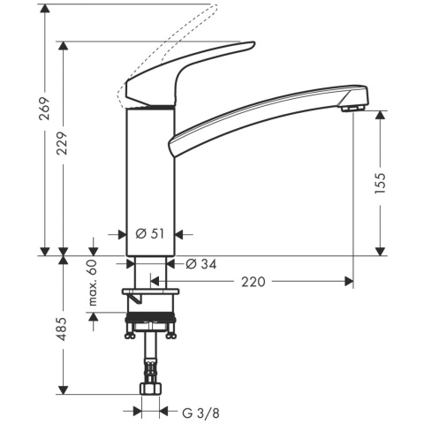 HANSGROHE Focus M41 Jednouchwytowa bateria kuchenna-31806000