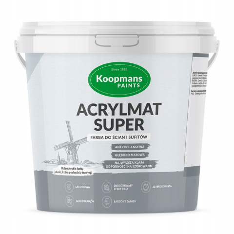 KOOPMANS ACRYLMAT SUPER - Lateksowa antyrefleksyjna farba wewnętrzna (9 L) KOOPMANS ACRYLMAT SUPER - Lateksowa antyrefleksyjna farba wewnętrzna (9 L)