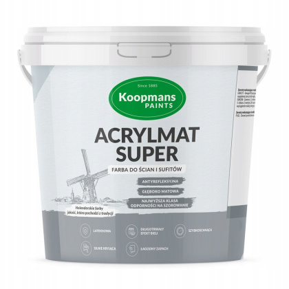 KOOPMANS ACRYLMAT SUPER - Lateksowa antyrefleksyjna farba wewnętrzna (0.9 L)