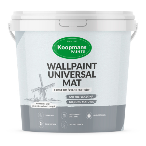 KOOPMANS WALLPAINT UNIVERSAL MAT - Lateksowa antyrefleksyjna farba wewnętrzna (9 L) KOOPMANS WALLPAINT UNIVERSAL MAT - Lateksowa antyrefleksyjna farba wewnętrzna (9 L)