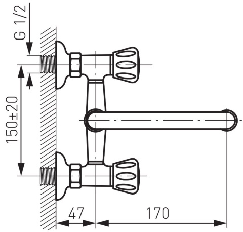 FERRO Bateria umywalkowa ścienna | Standard - BST3