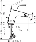 HANSGROHE Focus Jednouchwytowa bateria bidetowa z cięgłem - 31920000