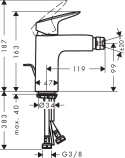 HANSGROHE Novus Jednouchwytowa bateria bidetowa 70 z cięgłem - 71142000