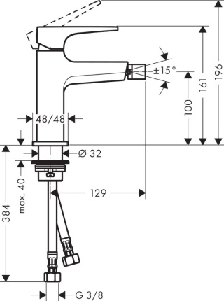 HANSGROHE Metropol Jednouchwytowa bateria bidetowa z kpl. odpływowym Push-Open, uchwyt jednoramienny - 32520000