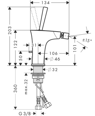 HANSGROHE PuraVida Jednouchwytowa bateria bidetowa z cięgłem - 15270400