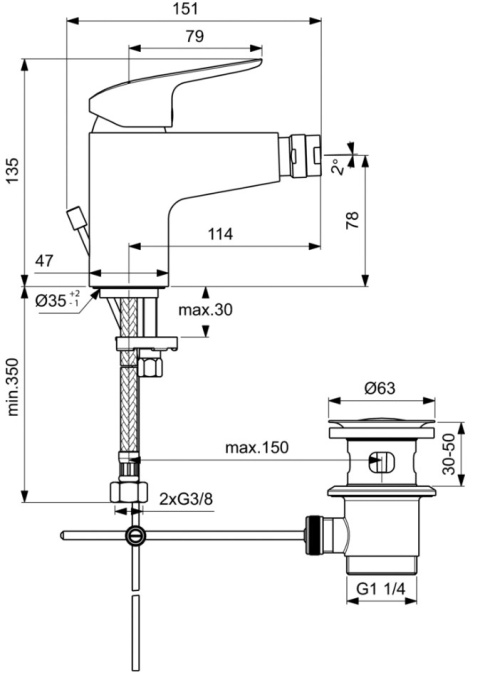 IDEALSTANDARD Ceraflex Bateria bidetowa stojąca - B1718