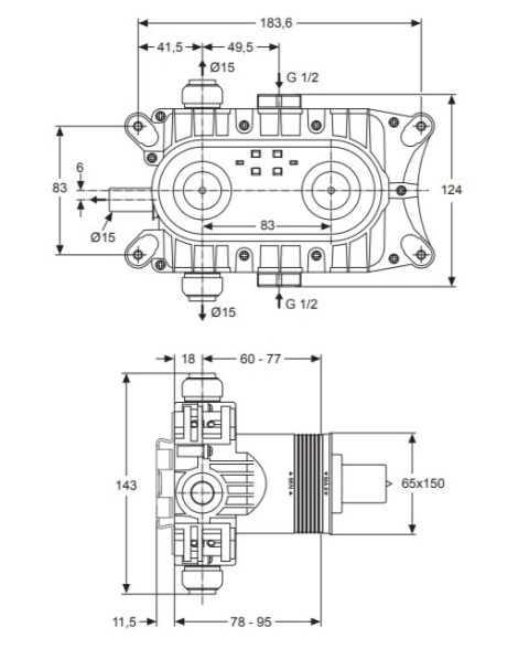 IDEALSTANDARD Archimodule Zestaw podtynkowy Termostyczny 1 - A1500