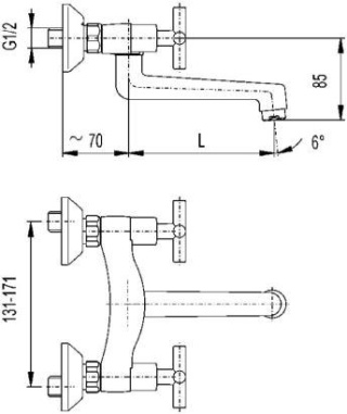 KFA SYMETRIC Bateria umywalkowa, ścienna - 340-810-00