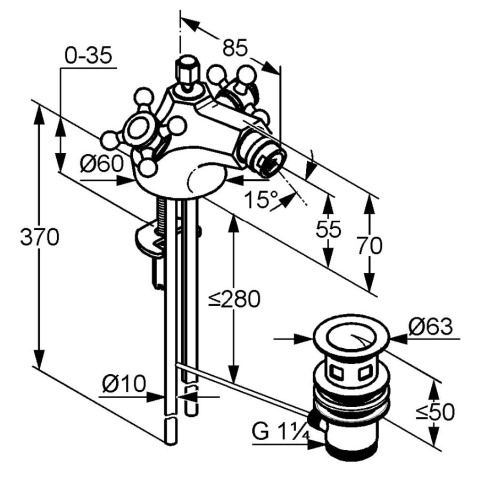 KLUDI Adlon Bateria bidetowa DN 8 - 512110520