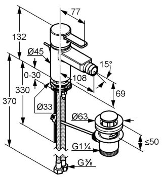 KLUDI Zenta Jednouchwytowa bateria bidetowa DN 10 - 385300575