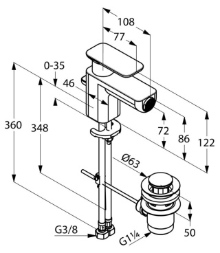 KLUDI E2 Jednouchwytowa bateria bidetowa DN 15 - 492160575