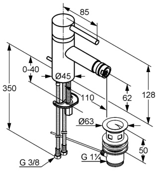 KLUDI Bozz Jednouchwytowa bateria bidetowa DN 10 - 385330576