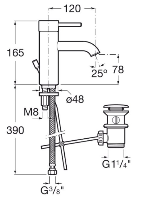 ROCA Lanta Bateria umywalkowa Cold Start z korkiem automatycznym - A5A3011C00