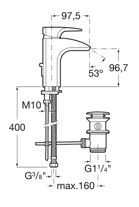 ROCA Thesis Bateria umywalkowa z korkiem automatycznym - A5A3050C00