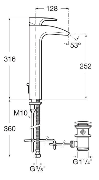 ROCA Thesis Bateria umywalkowa wysoka z korkiem automatycznym - A5A3450C00