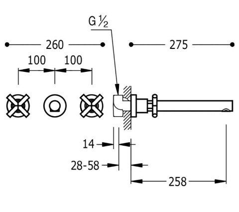 TRES BIMAX Bateria podtynkowa, wylewka 250 mm - 163151