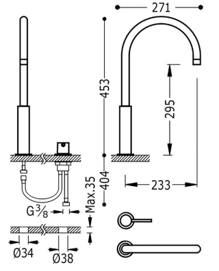 TRES STUDY-TRES Nablatowa bateria umywalkowa - 26110502